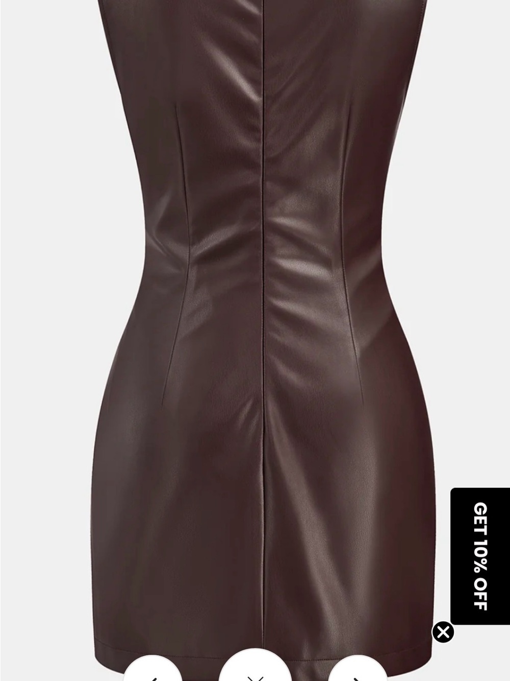 Faux Leather Sleeveless Sheath Dress in Dark Brown (Small) - Picture 2 of 6